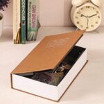 Metal Booksafe Style Cash Box with Lock (Brown)