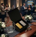 Gold & Silver Bar Shape Metal Paperweight with Premium Black Gift Box & Gift Wrap