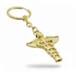 Doctor Logo Golden Plated Keychain Metal Keyring With Doctor Symbol/Caduceus - Image 2