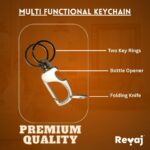 Heavy Duty Metal Keychain with Clip Hook & 2 Detachable Key Rings (LK8045)