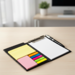Memo Notepad A5 Diary Style with Sticky Notes and Clip Holder Along with Pen - Image 7
