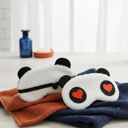 Panda Sleeping Plush Eye Mask Nap Eye Shade Cartoon Blindfold Sleep Eyes Cover Sleeping Travel Rest Eye Patch Sleep Mask (Love Eyes)